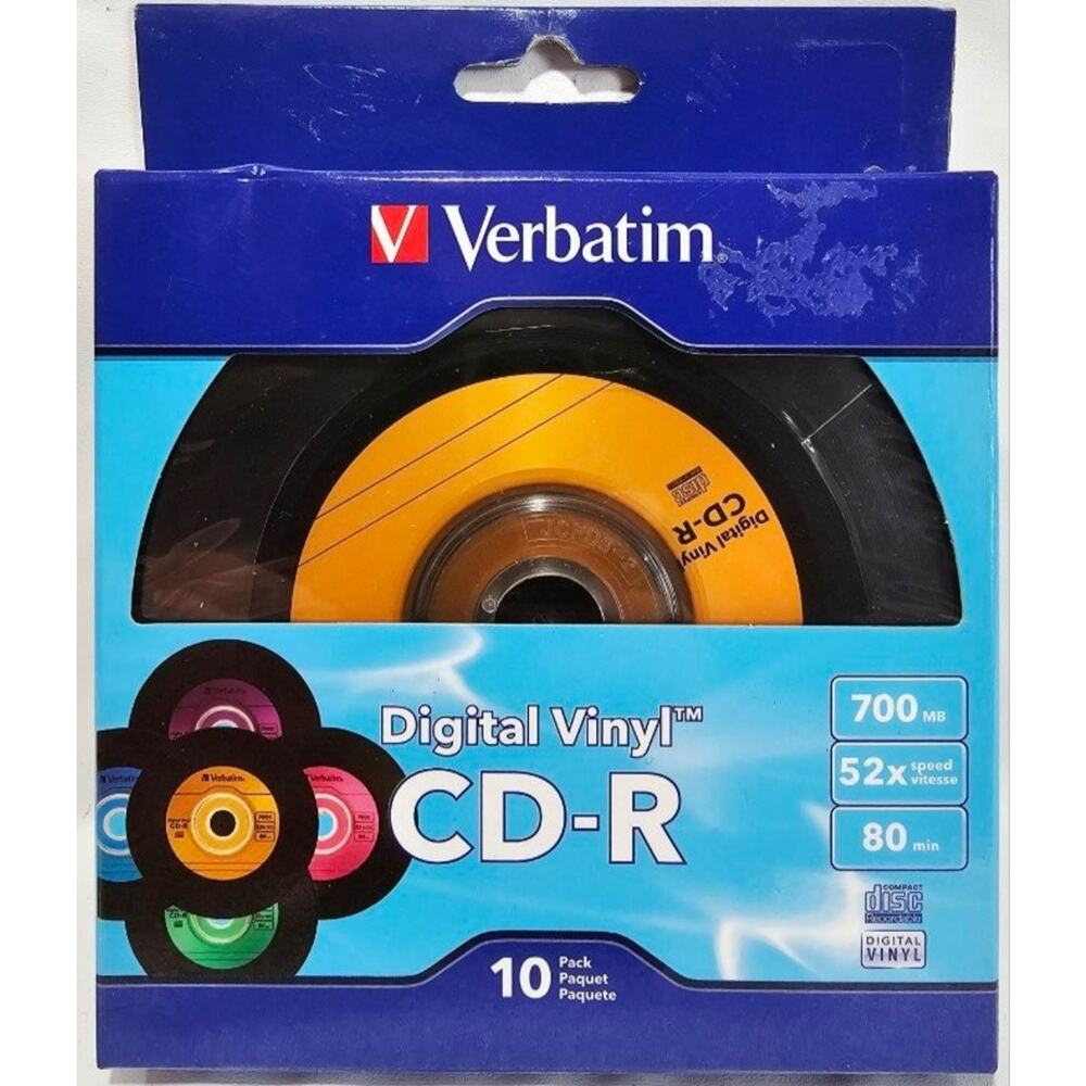 Vtg 10 pack VERBATIM 700MB Digital Vinyl CD-R Media Disc 97935 New Sealed
